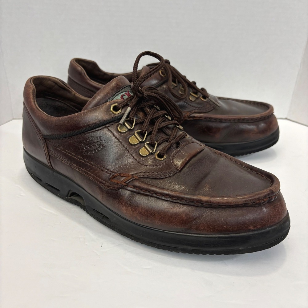 Vintage 90s Y2K ECCO Track Weathertuff Mens 44 Brown Leather Vibram Oxford Shoes